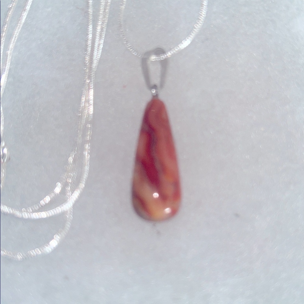 Boho Carnelian Agate Sterling Silver 30” Necklace